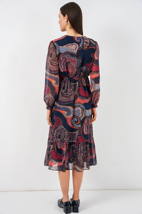 V-hals Midi-jurk met knoopsluiting - Image 5