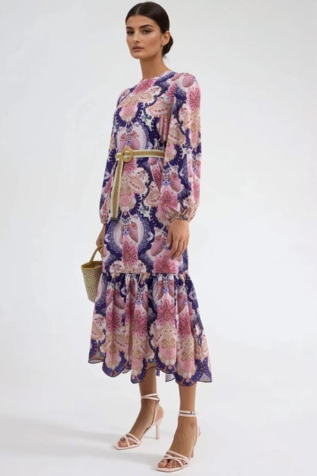 Gestrikte Paisley Patroon Midi Jurk - Image 3