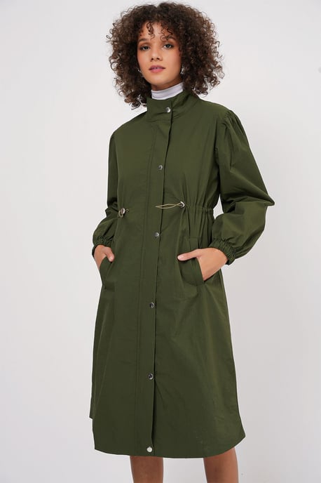 Lange Gevoerde Trenchcoat met Omgeslagen Kraag - Image 2