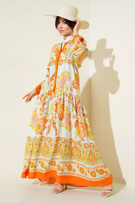 Geprinte V-hals Maxi-jurk - Image 3