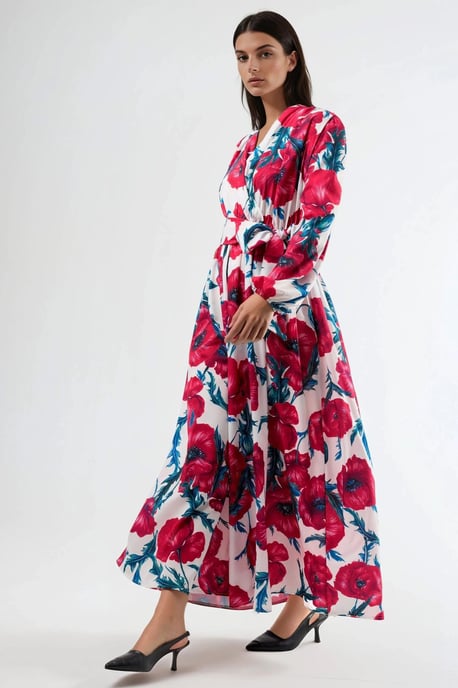 Bloemige Maxi-jurk met Strikfront - Image 2