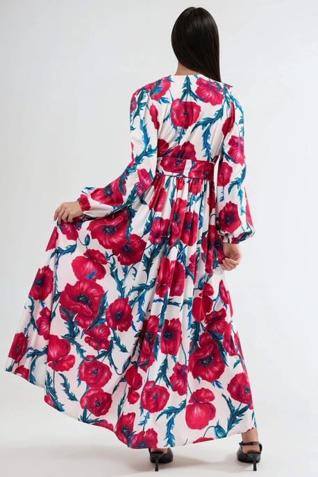 Bloemige Maxi-jurk met Strikfront - Image 3