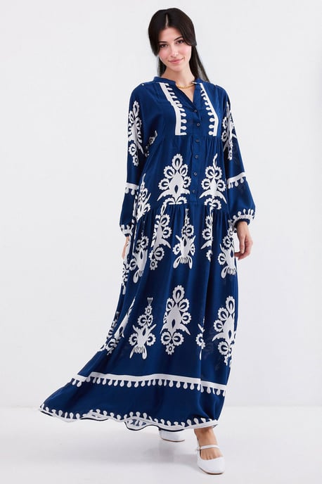 Geprinte V-hals Maxi-jurk - Image 3