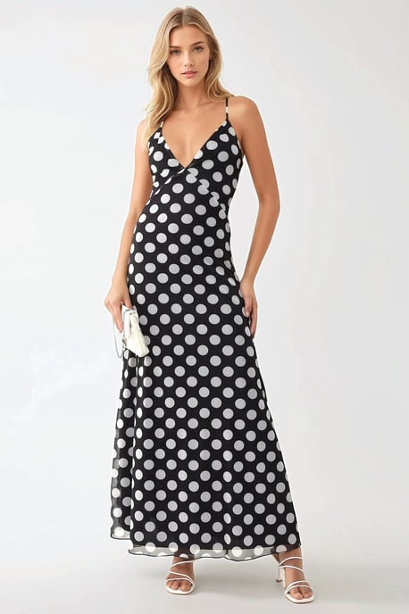 Audrey Polka V-Neck Maxi Dress - Image 4
