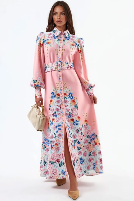 Bloemen Maxi Jurk met Knopsluiting - Image 1