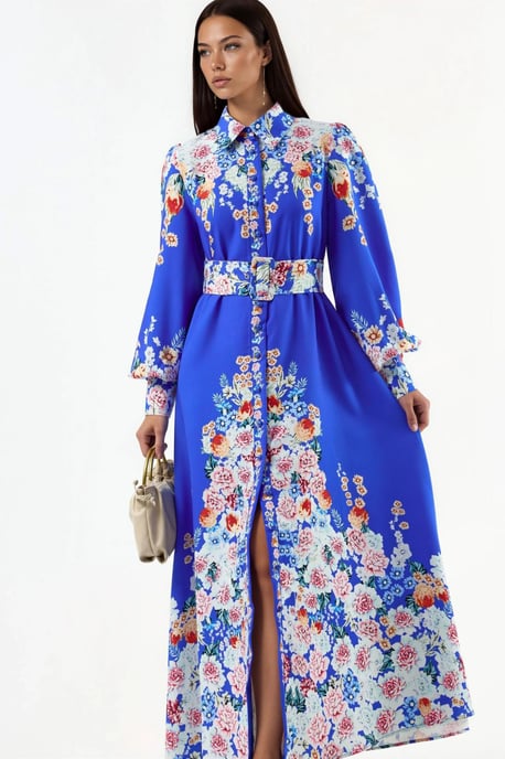 Bloemen Maxi-jurk met Knopenluiting - Image 1