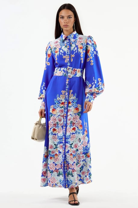 Bloemen Maxi-jurk met Knopenluiting - Image 2