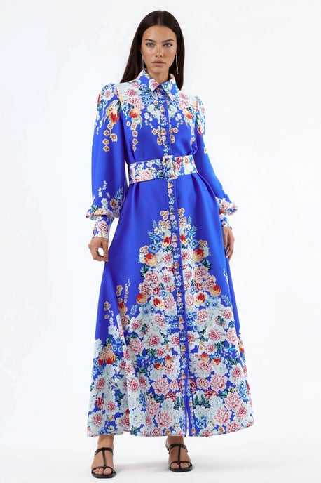 Bloemen Maxi-jurk met Knopenluiting - Image 5