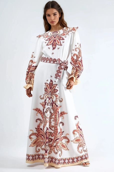 Paisley Print Maxi Jurk met Strikdetail - Image 4