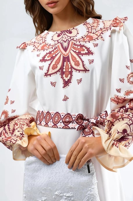Paisley Print Maxi Jurk met Strikdetail - Image 5