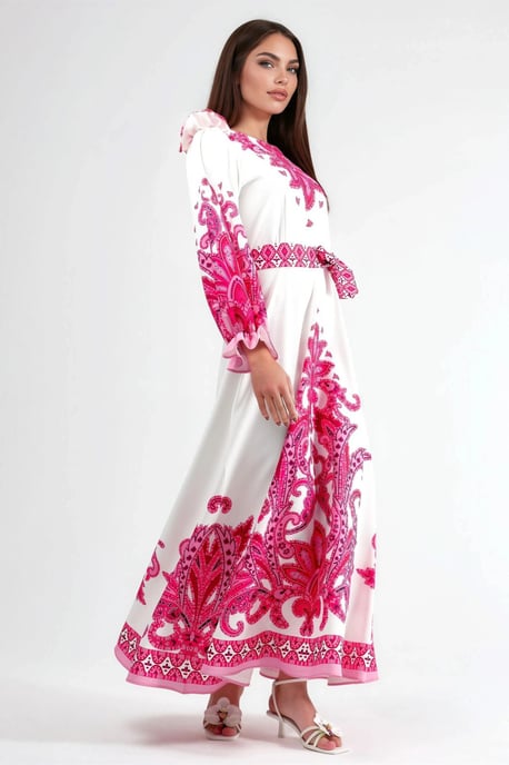 Paisley Print Maxi Jurk met Strikdetails - Image 2