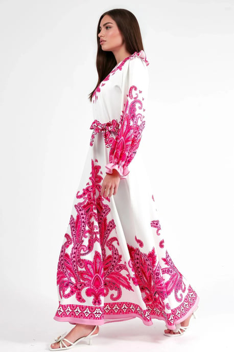 Paisley Print Maxi Jurk met Strikdetails - Image 4