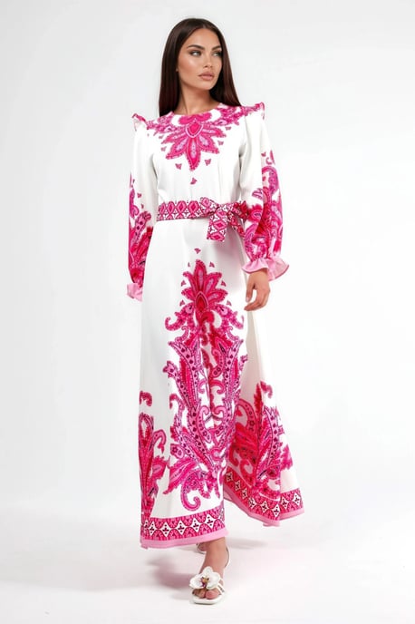 Paisley Print Maxi Jurk met Strikdetails - Image 5