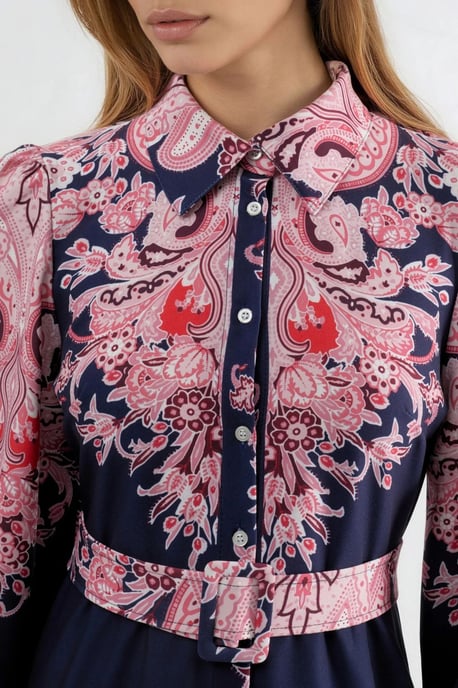 Gemarmerde Maxi-jurk met Riem en Paisley Print - Image 6