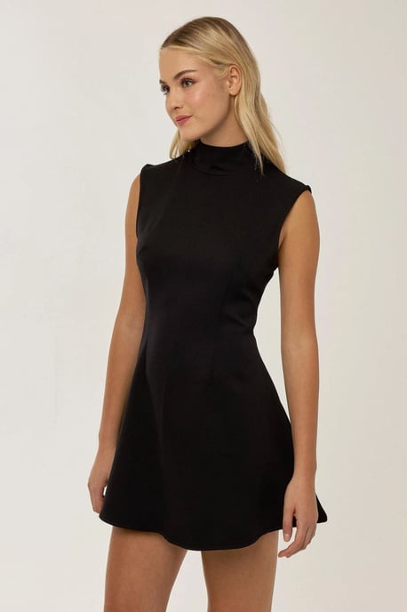 High Neck Black Mini Dress - Image 1