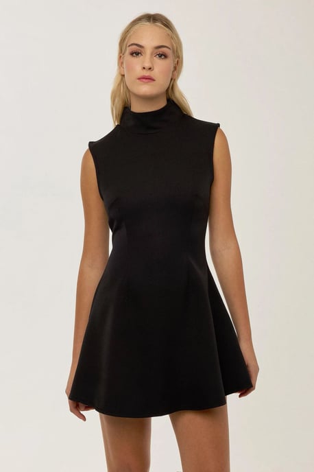 High Neck Black Mini Dress - Image 2