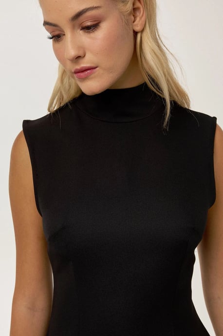 High Neck Black Mini Dress - Image 4