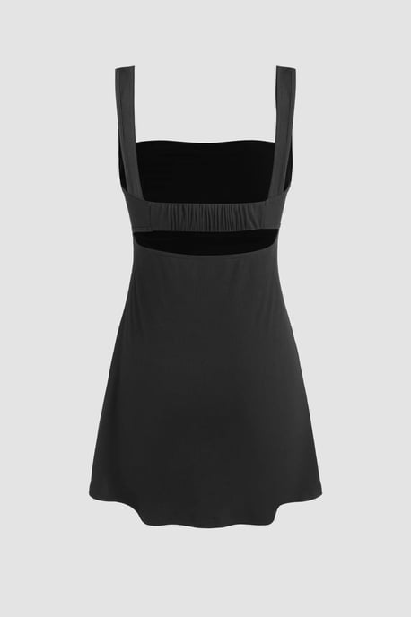 Ruched Square-Neck Mini Dress - Image 2
