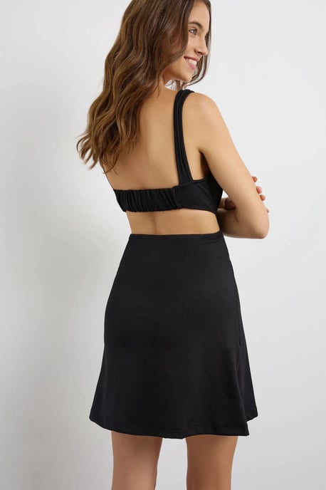 Ruched Square-Neck Mini Dress - Image 5
