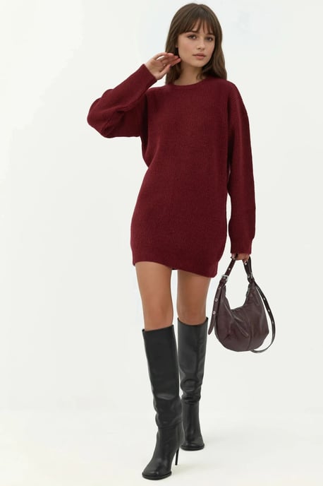 Knit Mini Dress with Crew Neck - Image 2