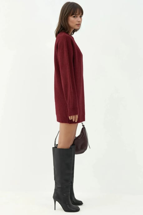 Knit Mini Dress with Crew Neck - Image 3