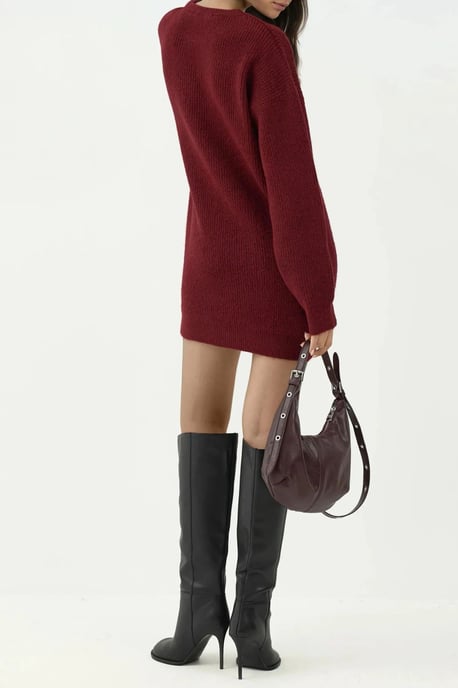 Knit Mini Dress with Crew Neck - Image 4