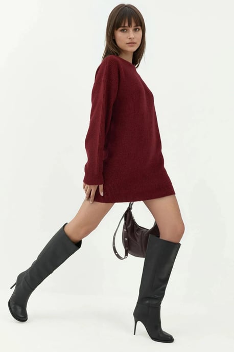 Knit Mini Dress with Crew Neck - Image 5