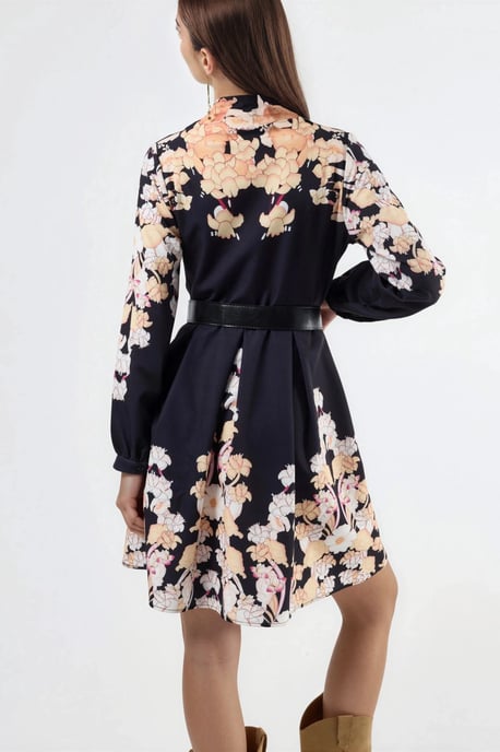 Bloemenprint V-hals Mini Jurk met Ceintuur - Image 3