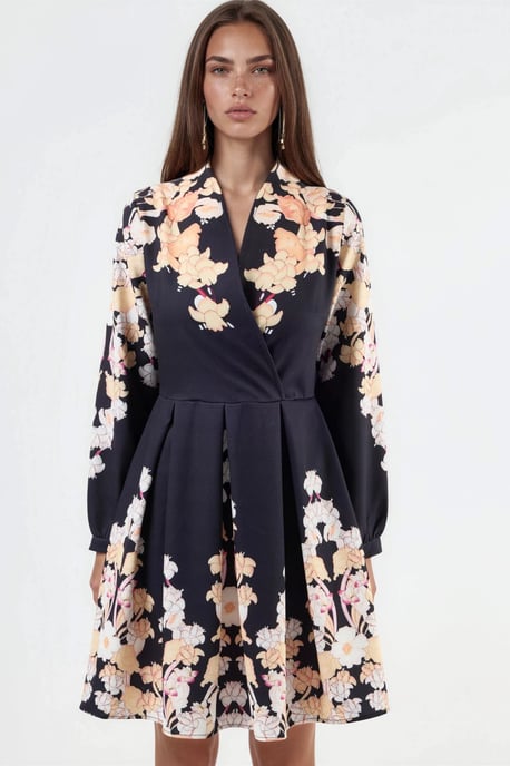 Bloemenprint V-hals Mini Jurk met Ceintuur - Image 6