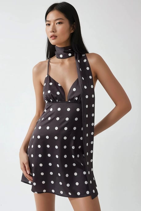 Emily Polka V-Hals Mini Jurk - Image 5