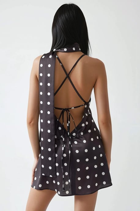 Emily Polka V-Hals Mini Jurk - Image 6