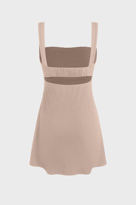 Ruched Square-Neck Mini Dress - Image 2