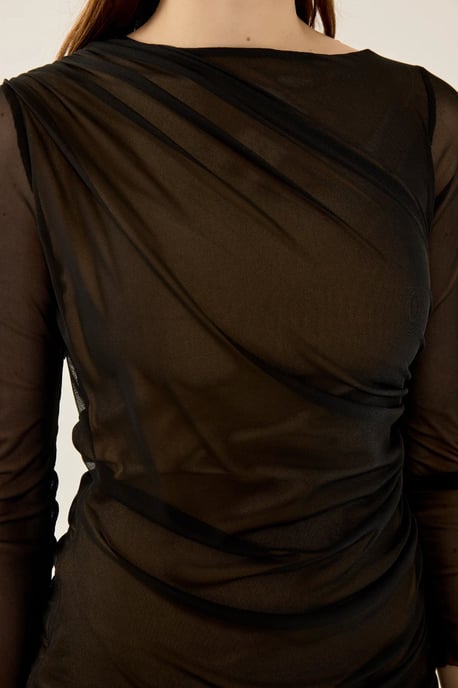 Långärmad Draperad Bodycon Miniklänning - Image 4