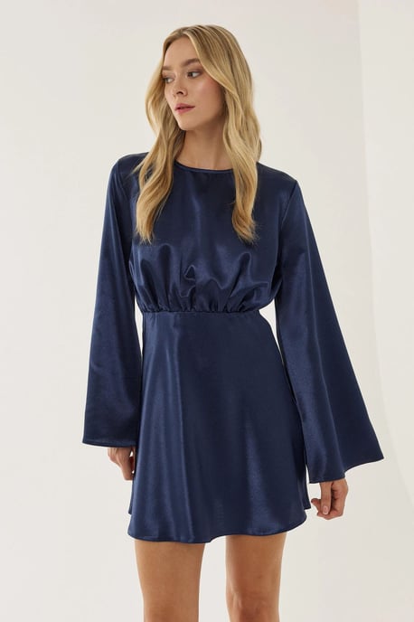 Mini Satin Dress with Angel Arms - Image 2