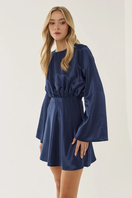 Mini Satin Dress with Angel Arms - Image 3
