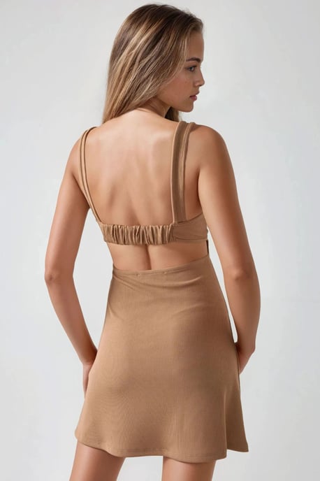 Ruched Square-Neck Mini Dress - Image 6