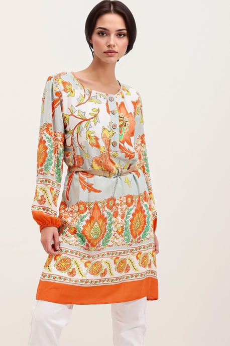 Flowering Mini Dress with Bow - Image 1