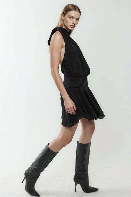 Gestructureerde Turtleneck Mini Jurk - Image 2