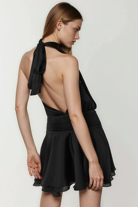 Gestructureerde Turtleneck Mini Jurk - Image 3