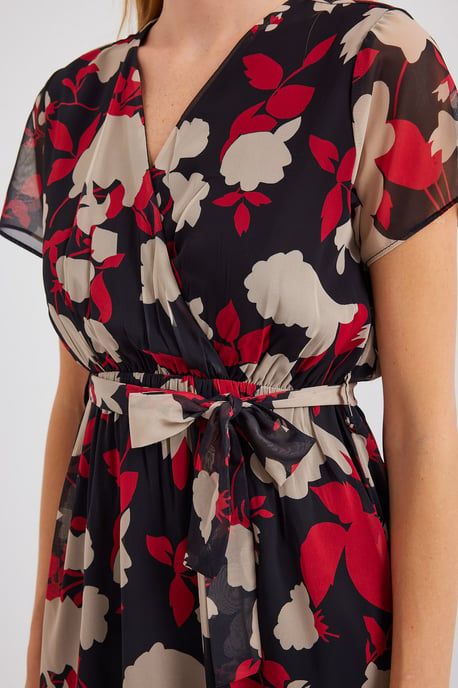 V-hals Bloemen Mini-jurk met Striksluiting - Image 4
