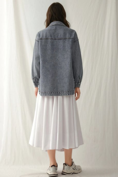 Överdimensionerad jeansjacka med skjortkrage och fickor - Image 2