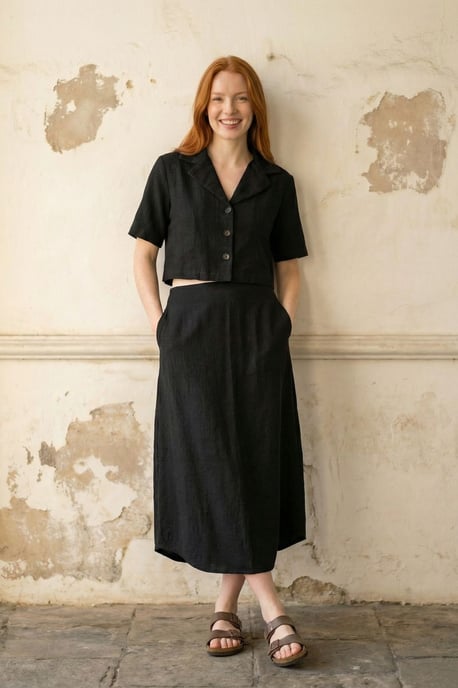 Crop Shirt & Midi Rok Co-Ord Set - Image 1