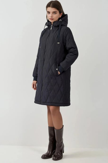 Lange Gewatteerde Gabardine Jas met Capuchon - Image 2