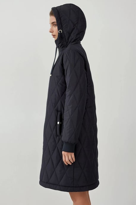 Lange Gewatteerde Gabardine Jas met Capuchon - Image 3