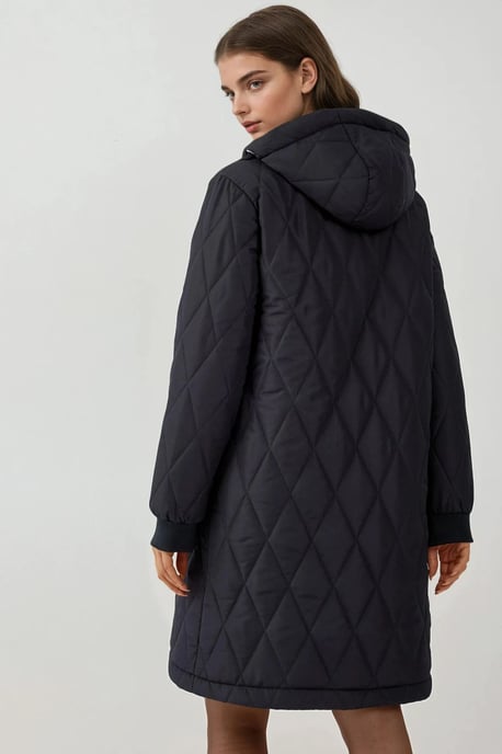 Lange Gewatteerde Gabardine Jas met Capuchon - Image 4