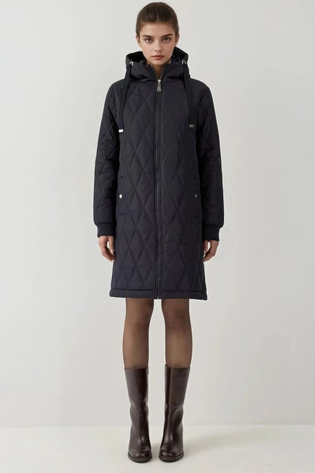 Lange Gewatteerde Gabardine Jas met Capuchon - Image 5