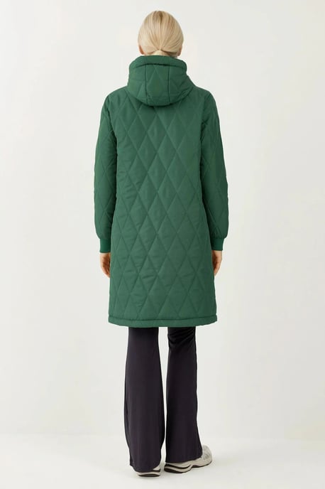 Lange Gewatteerde Gabardine Jas met Kap - Image 3