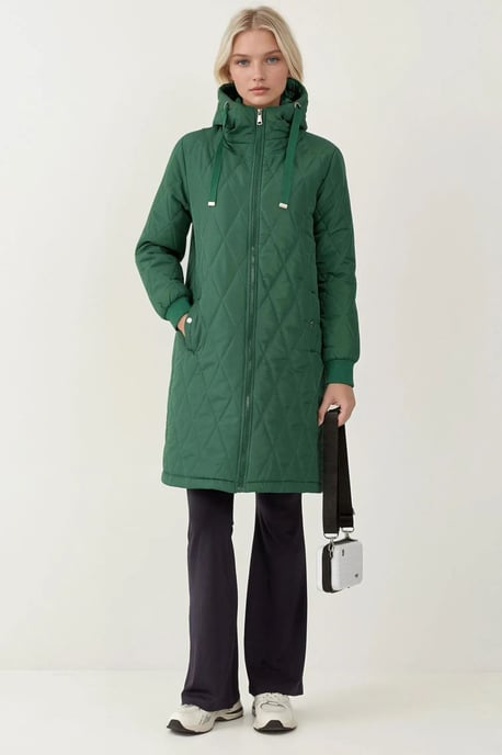 Lange Gewatteerde Gabardine Jas met Kap - Image 6