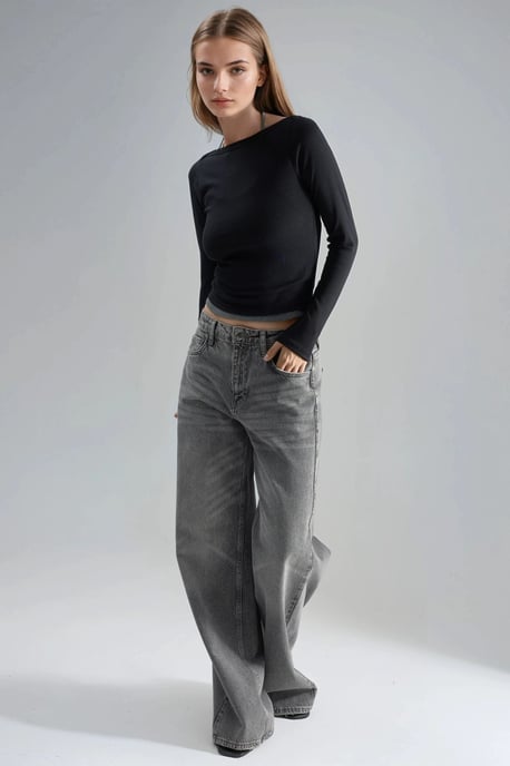 Slim Fit Ribbed Boat Neck Blouse - Image 5