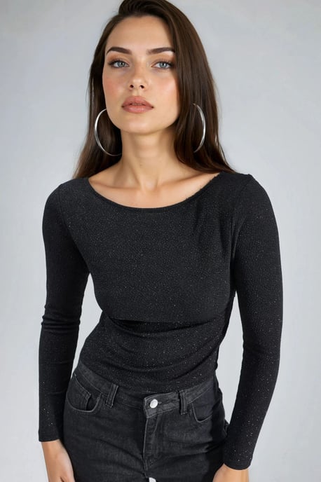 Skinande Båtkrage Kort Blus - Image 3